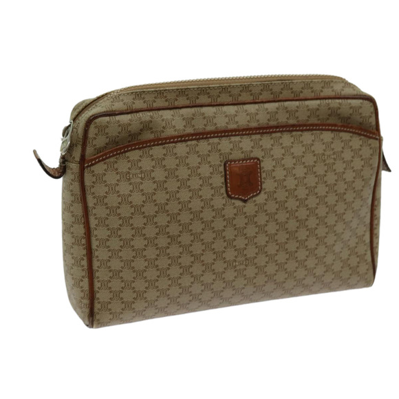 CELINE Macadam Canvas Clutch Bag Beige Auth yk11631 - Picture 1 of 16